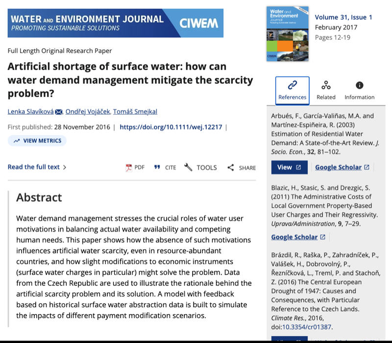 Náhled článku — Water and Environment Journal